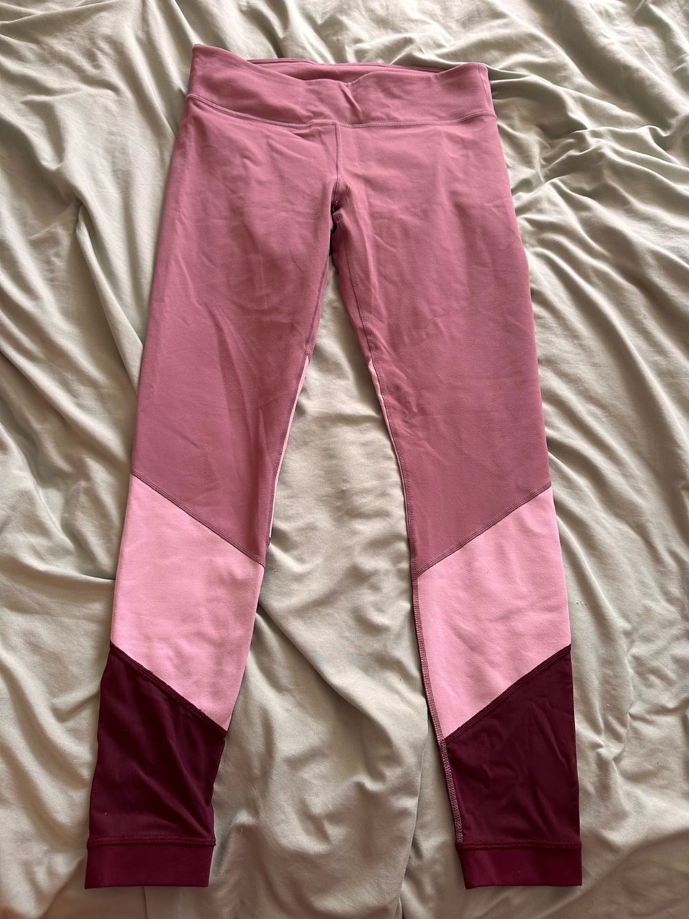 Fabletics Pink Tone-Block Leggings with mesh bottom